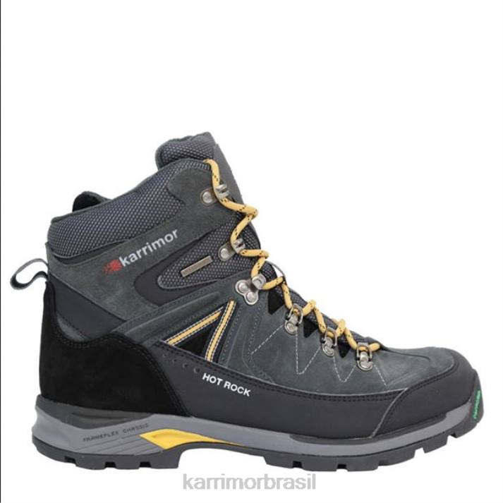 Karrimor homens botas de caminhada de rock quente carvão/amarelo calçados 822276