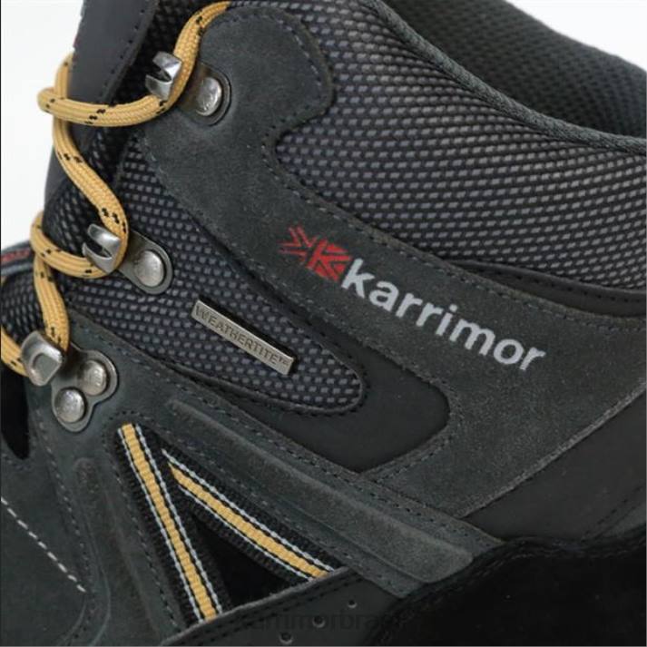 Karrimor homens botas de caminhada de rock quente carvão/amarelo calçados 822276