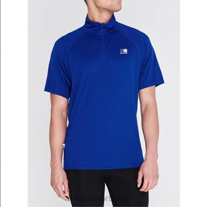 Karrimor homens camiseta manga curta com zíper azul clássico roupas 822220