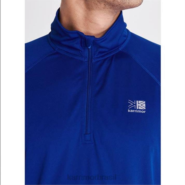 Karrimor homens camiseta manga curta com zíper azul clássico roupas 822220
