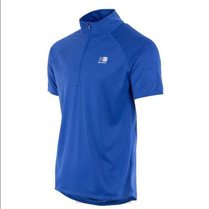 Karrimor homens camiseta manga curta com zíper azul clássico roupas 822220