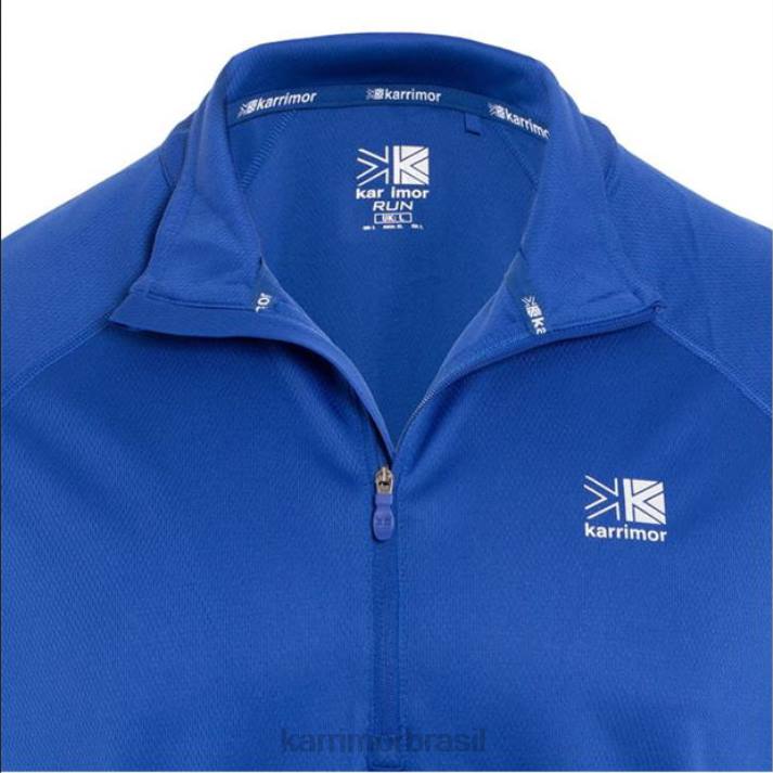 Karrimor homens camiseta manga curta com zíper azul clássico roupas 822220