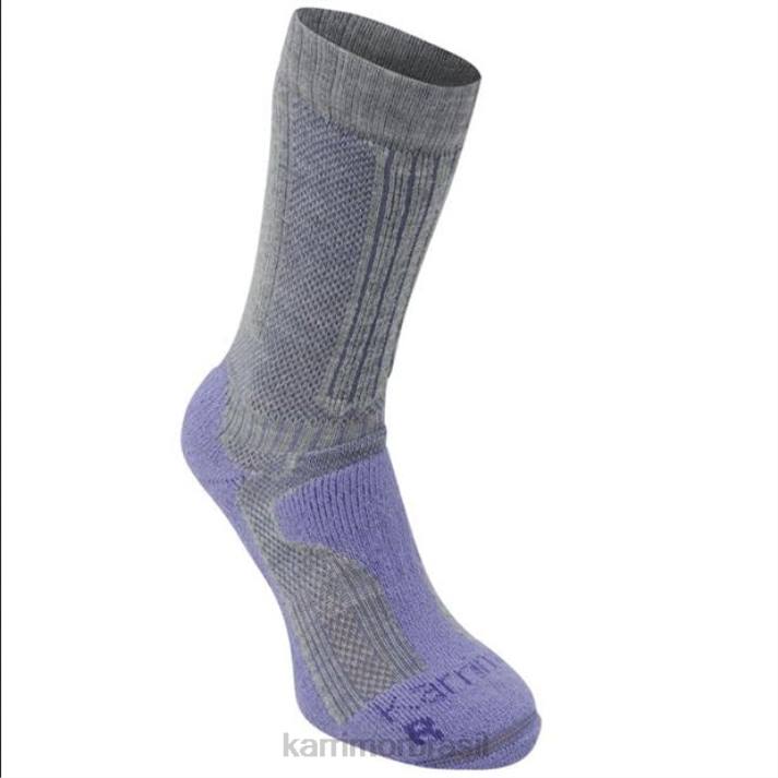 Karrimor mulheres meias de caminhada de peso médio em fibra merino cinza/lilás acessórios 8222121
