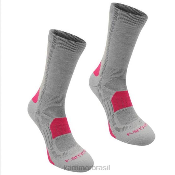 Karrimor mulheres meias de caminhada pacote com 2 fusch cinza claro acessórios 8222116