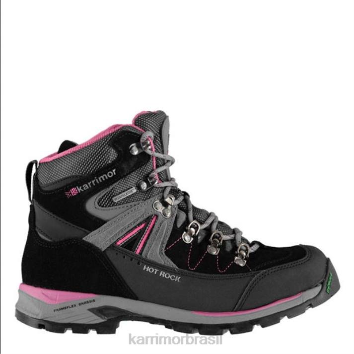 Karrimor mulheres botas de caminhada de rock quente preto/rosa calçados 822290
