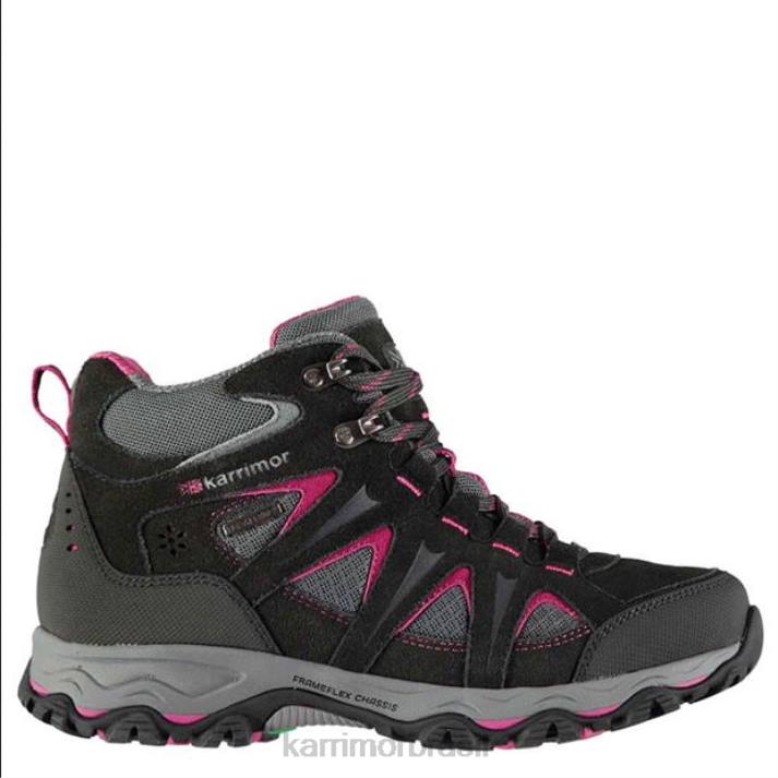 Karrimor mulheres montar botas de caminhada média preto/rosa calçados 822288