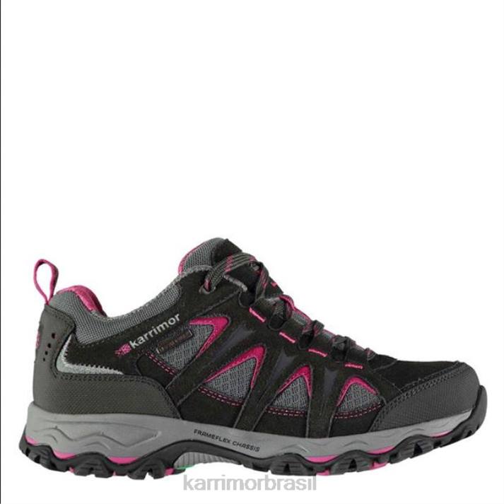 Karrimor mulheres montar sapatos baixos para caminhada preto/rosa calçados 822294