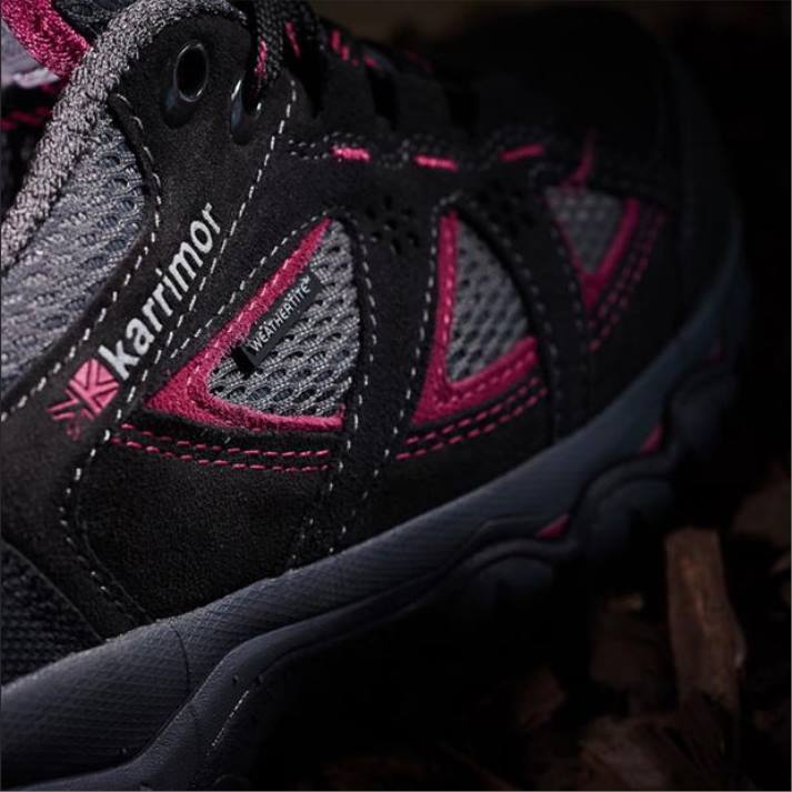 Karrimor mulheres montar sapatos baixos para caminhada preto/rosa calçados 822294