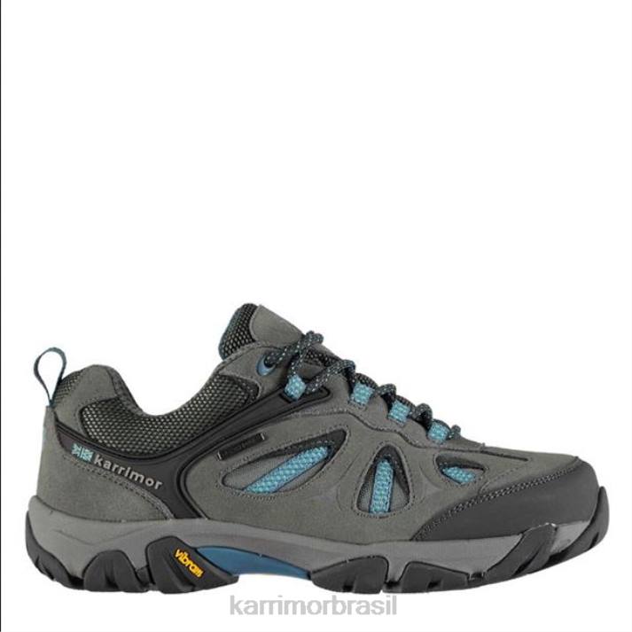 Karrimor mulheres sapatos de caminhada impermeáveis ​​baixos aspen carvão/azul calçados 8222101