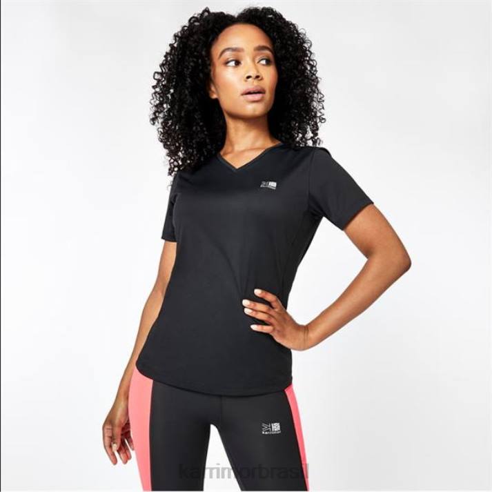 Karrimor mulheres camiseta de corrida manga curta preto roupas 822232