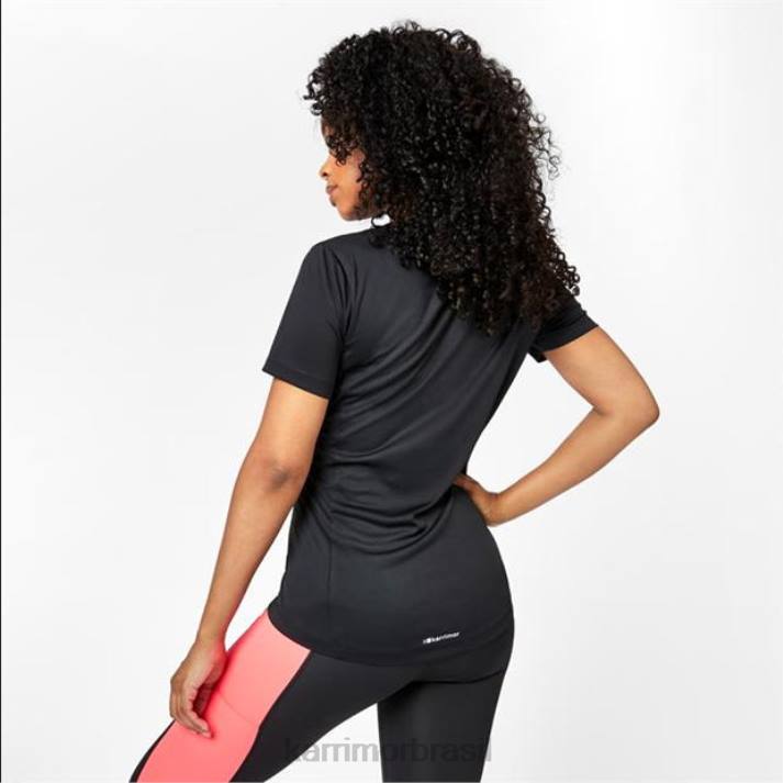 Karrimor mulheres camiseta de corrida manga curta preto roupas 822232