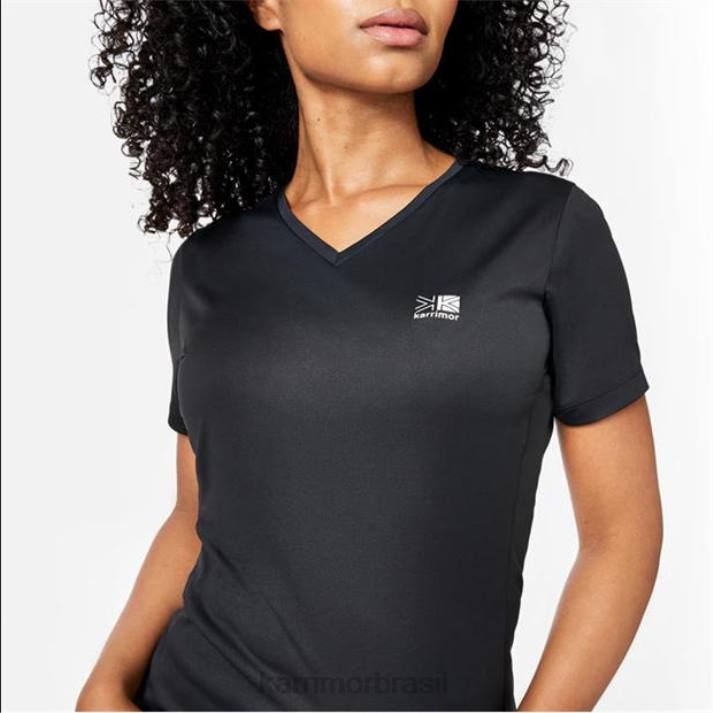 Karrimor mulheres camiseta de corrida manga curta preto roupas 822232