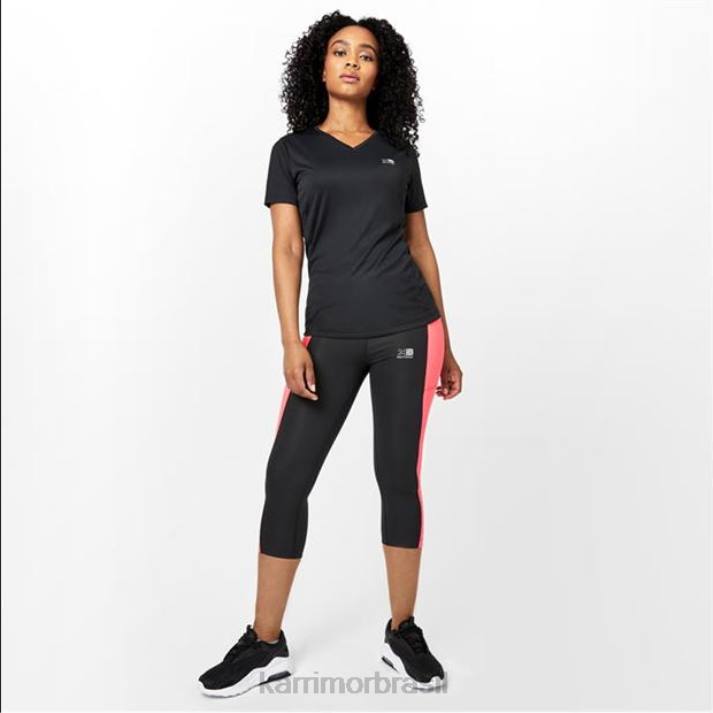 Karrimor mulheres camiseta de corrida manga curta preto roupas 822232