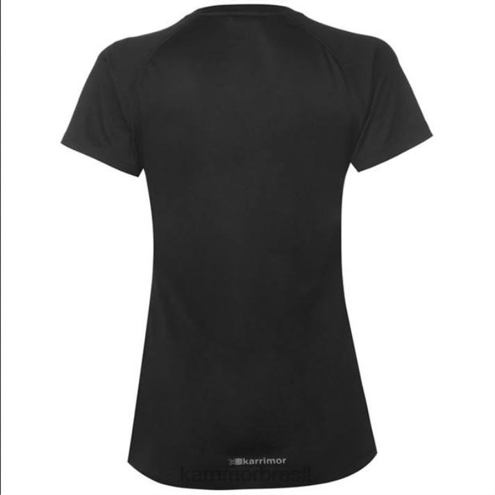Karrimor mulheres camiseta de corrida manga curta preto roupas 822232