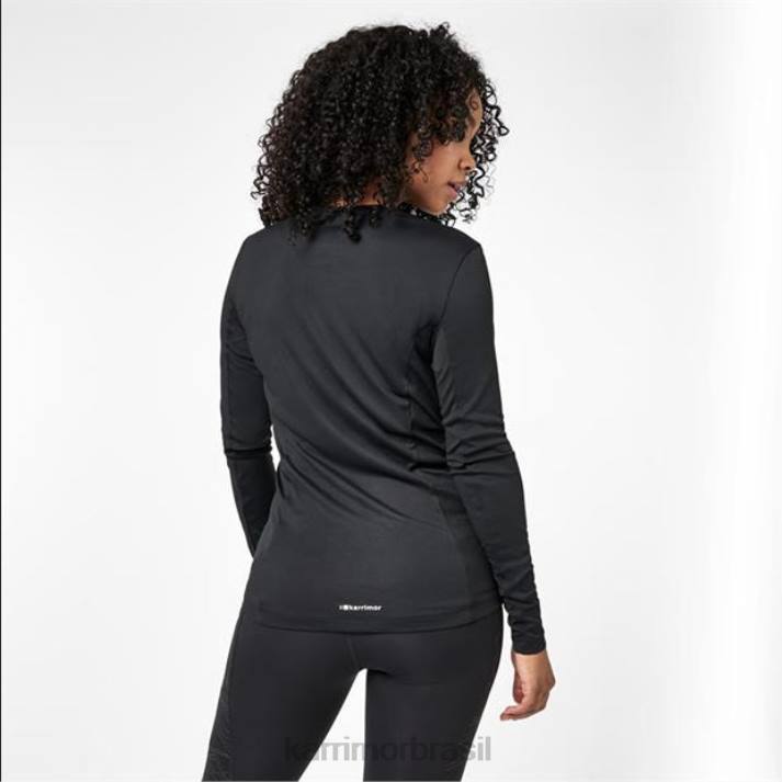 Karrimor mulheres camiseta manga longa para corrida preto roupas 822221