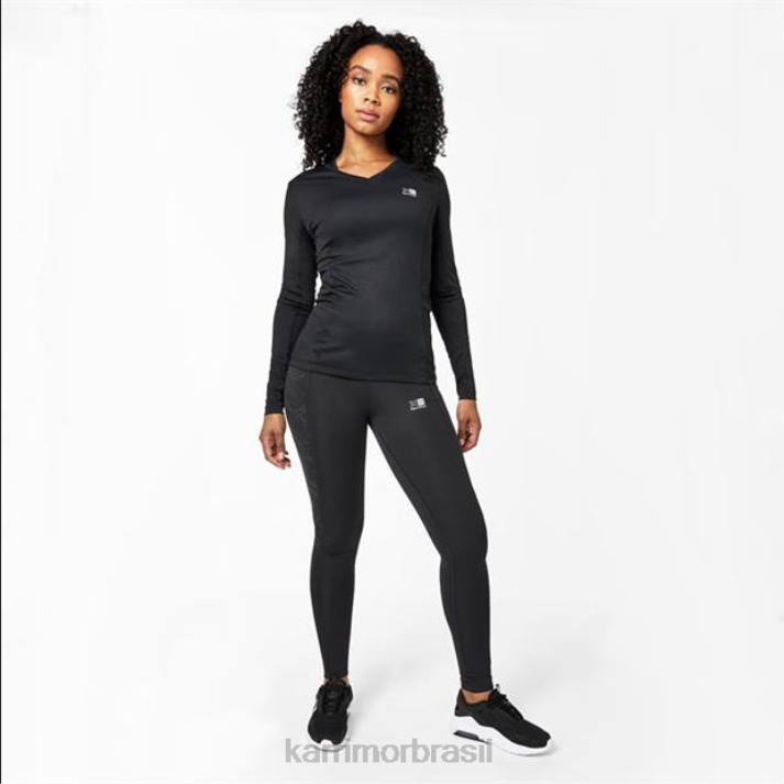 Karrimor mulheres camiseta manga longa para corrida preto roupas 822221