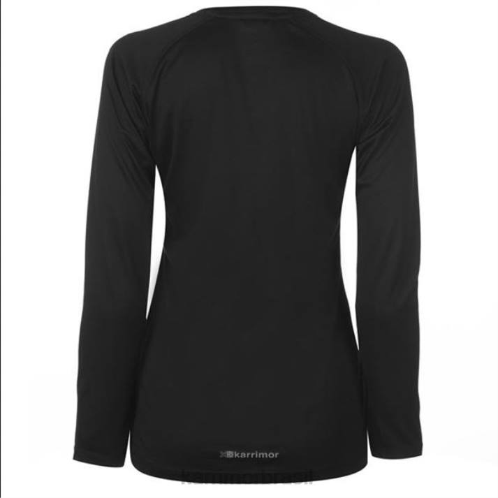 Karrimor mulheres camiseta manga longa para corrida preto roupas 822221