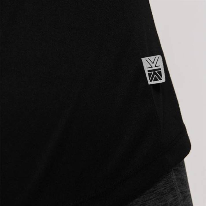 Karrimor mulheres top de manga comprida com zíper de um quarto preto roupas 822212