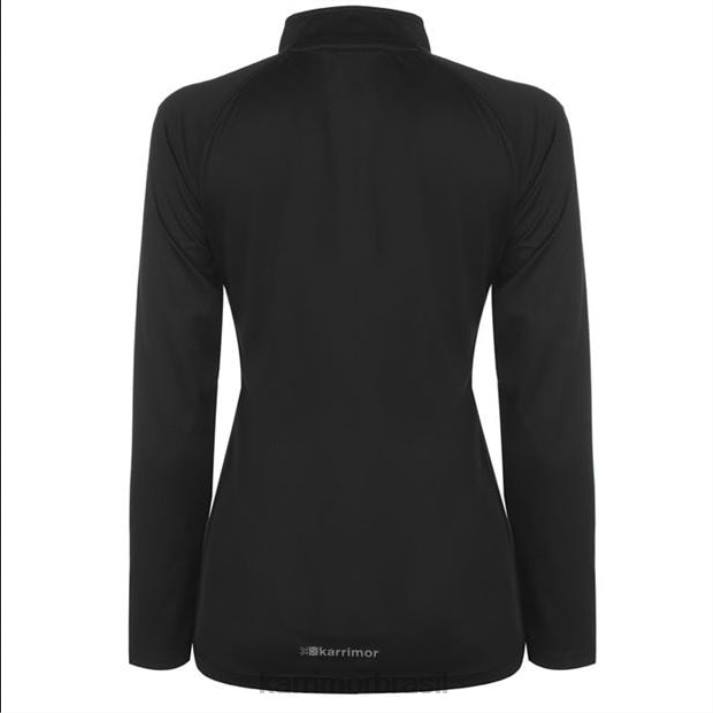Karrimor mulheres top de manga comprida com zíper de um quarto preto roupas 822212